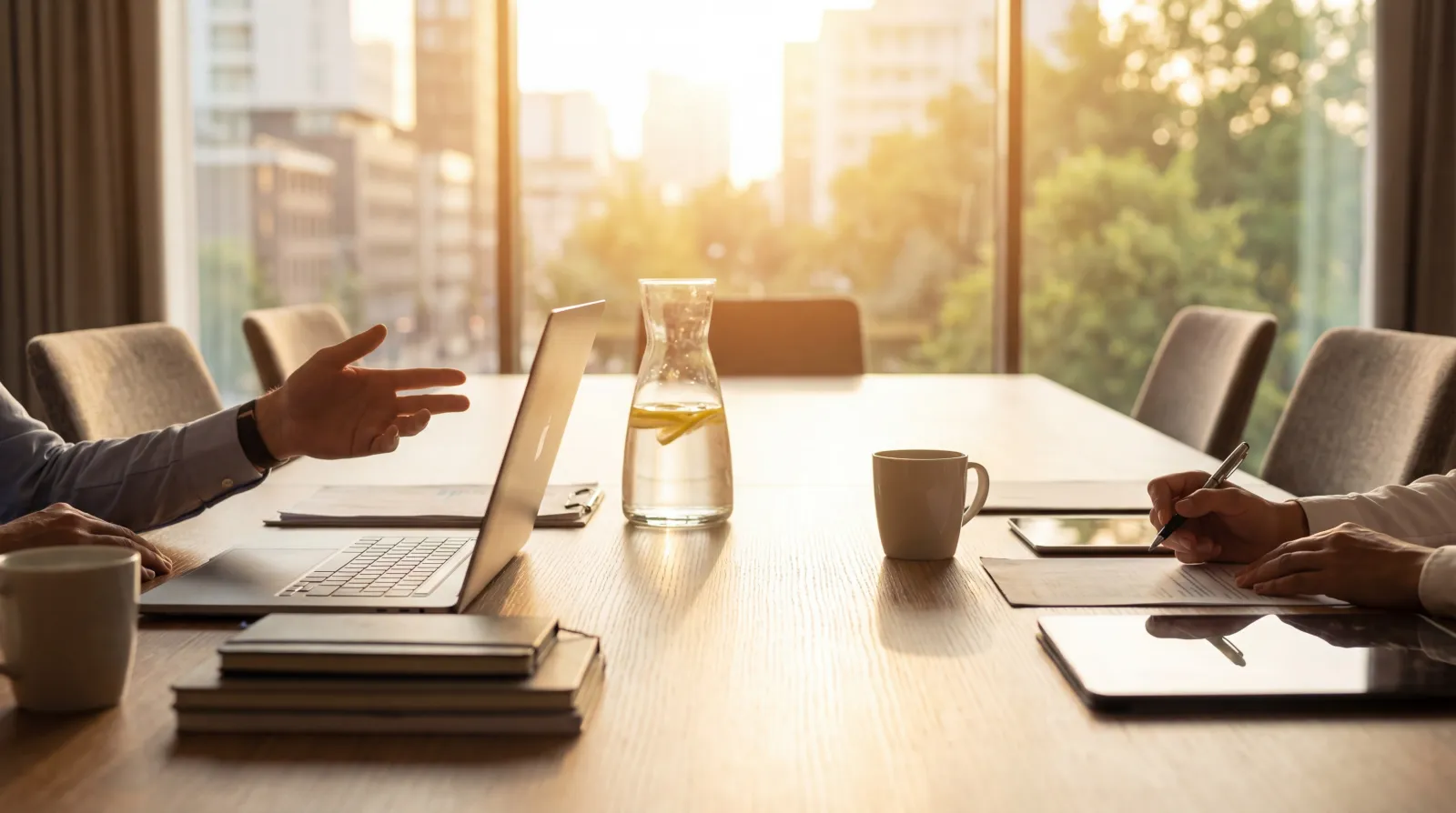 Cross-functional leaders collaborating around a conference table