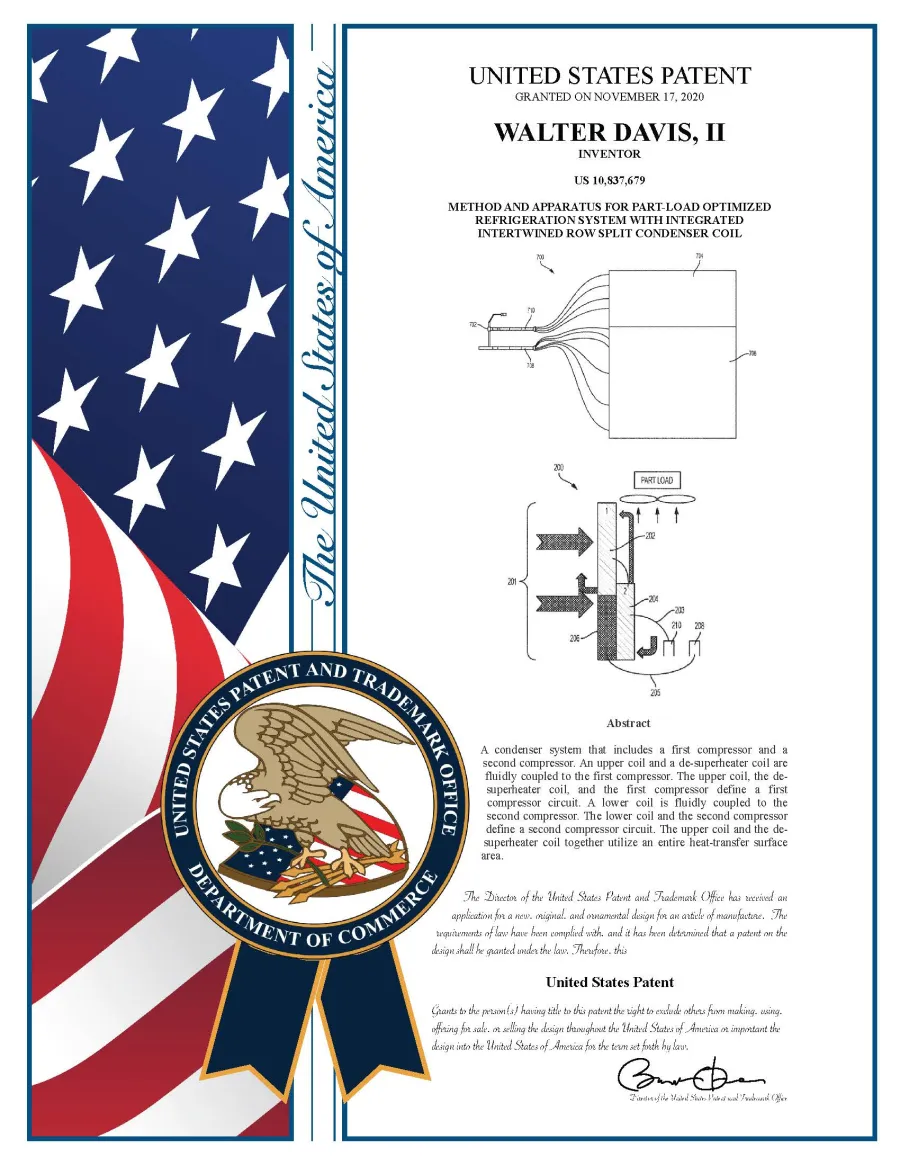 U.S. Patent 10,837,679 plaque for part-load optimized refrigeration system